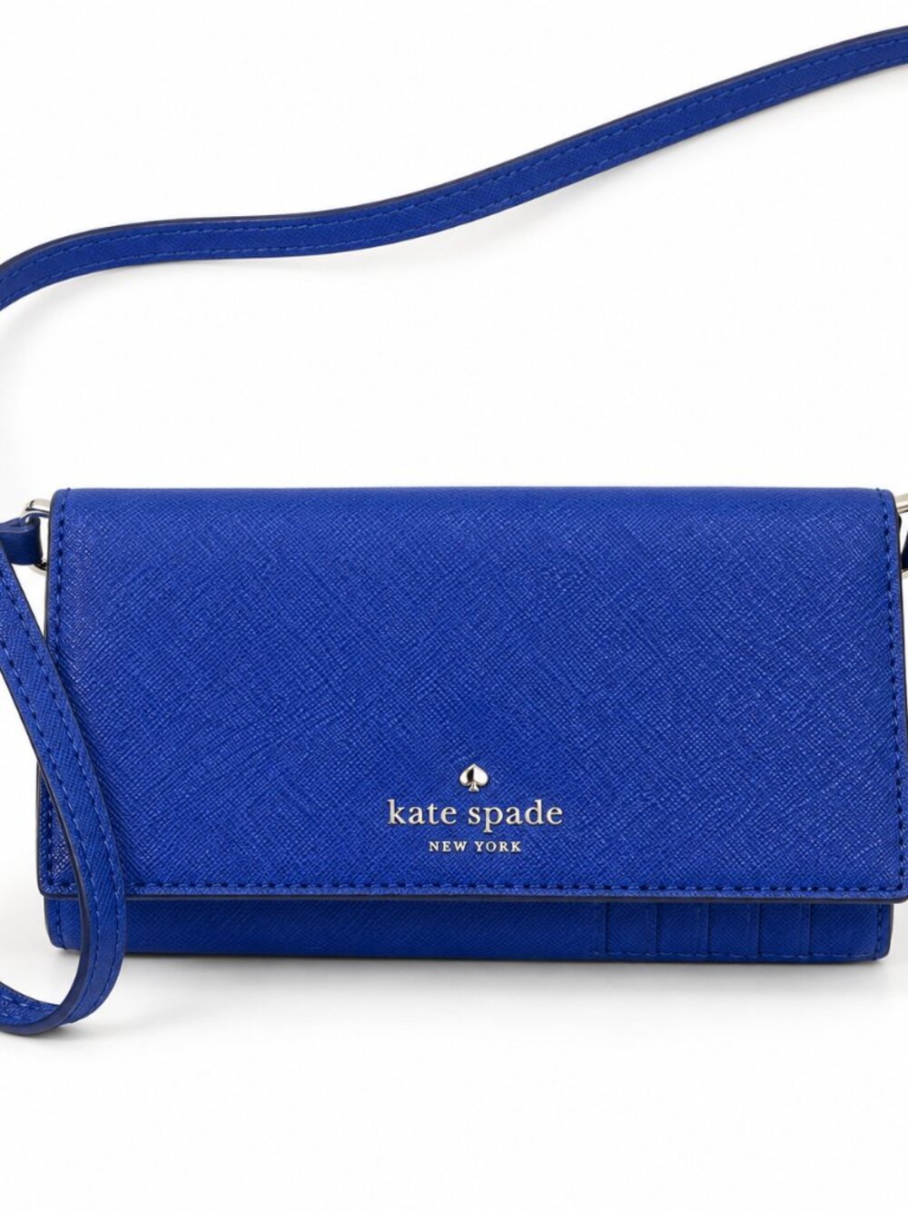 Kate Spade Royal Blue Saffiano Leather Crossbody Wallet